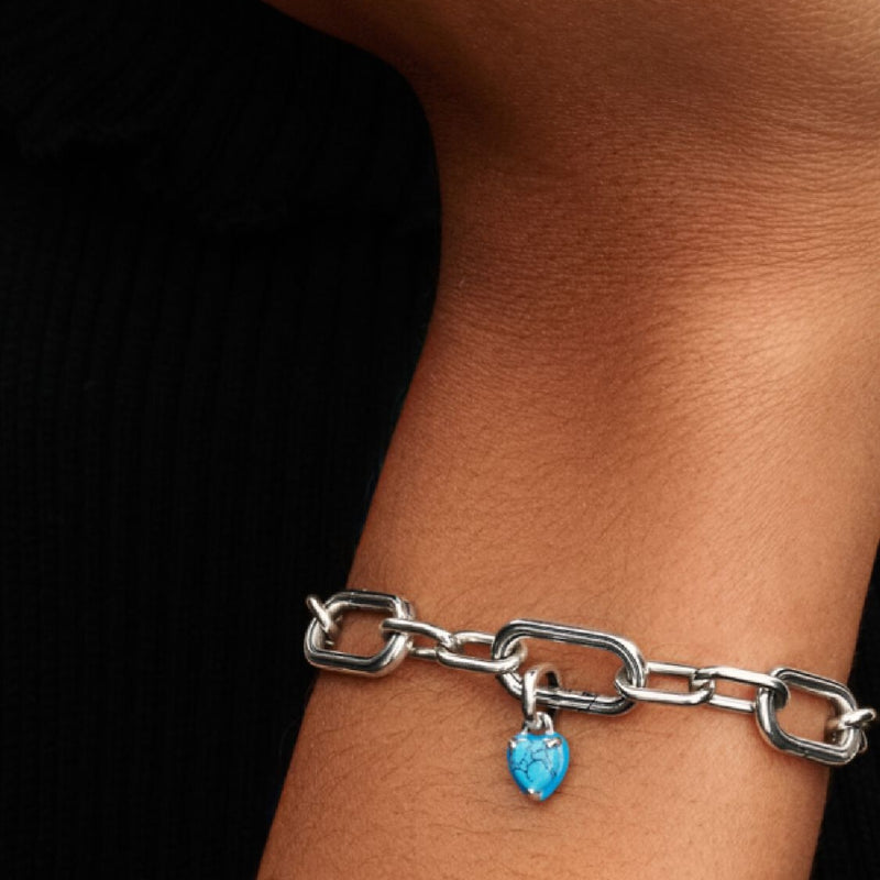 Pandora Bedel Turkoois Hart 793827C01 - Juwelier van Dam