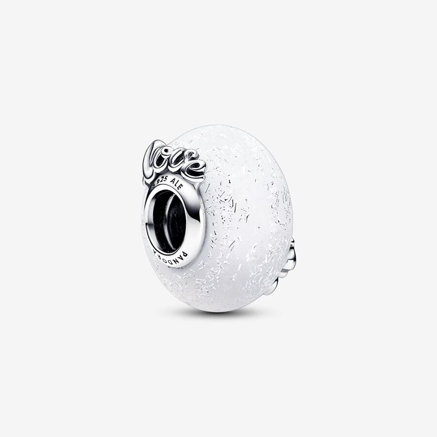 Pandora Bedel Witte Muranoglas Mum & Love 792655C00