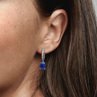 Pandora Blauwe Rechthoekige Oorringen 292381C01