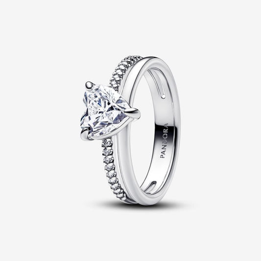 Pandora Dubbele Band Ring Met Hart 193100C01 - 52