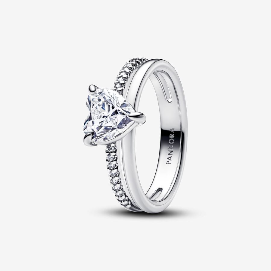 Pandora Dubbele Band Ring Met Hart 193100C01 - 54