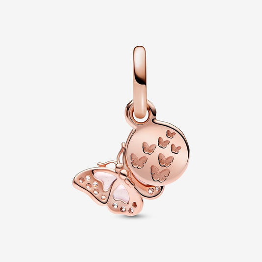 Pandora Dubbele Bedel Rose Vlinder en Citaat 782555C01