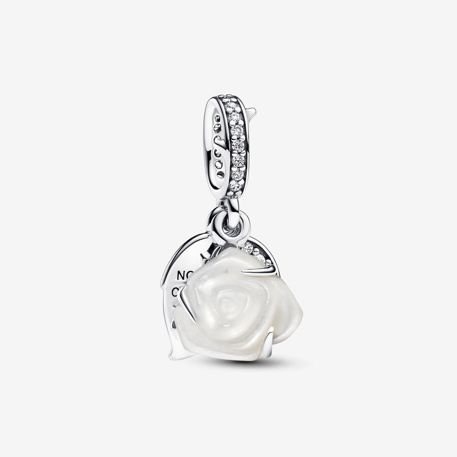 Pandora Dubbele Bedel Witte Roos in Bloei 793200C01
