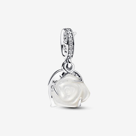 Pandora Dubbele Bedel Witte Roos in Bloei 793200C01