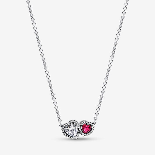 Pandora Halo Harten Ketting met Hanger 393632C01 - 45