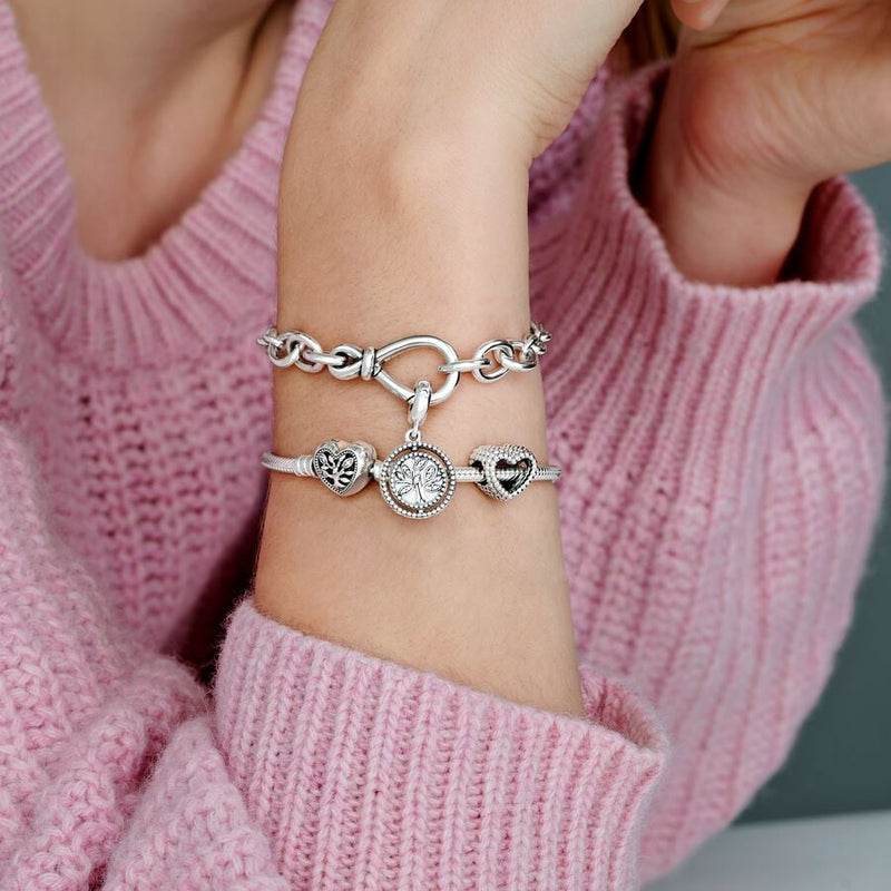 Pandora Moments Stamboom Snake Chain Armband met Hartsluiting 598827C01 - 18