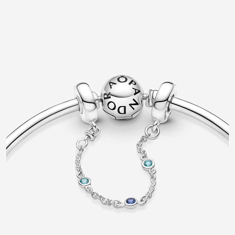 Pandora Moments Veiligheidsketting Drie Blauwe Stenen 791688C01 - 05