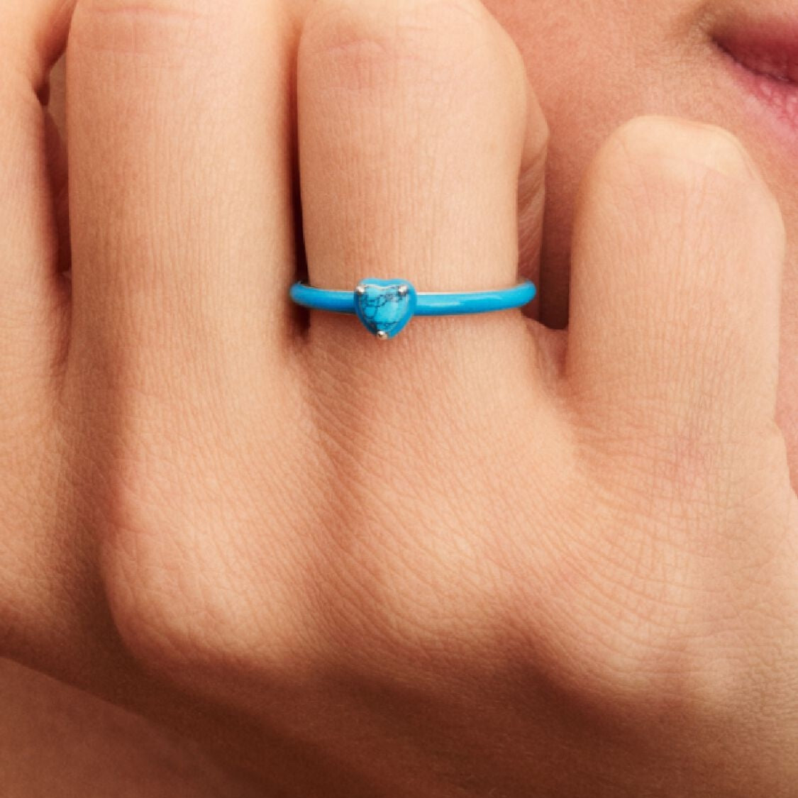 Pandora Turquoise Hartsteen Ring 193828C01 - 52 - Juwelier van Dam