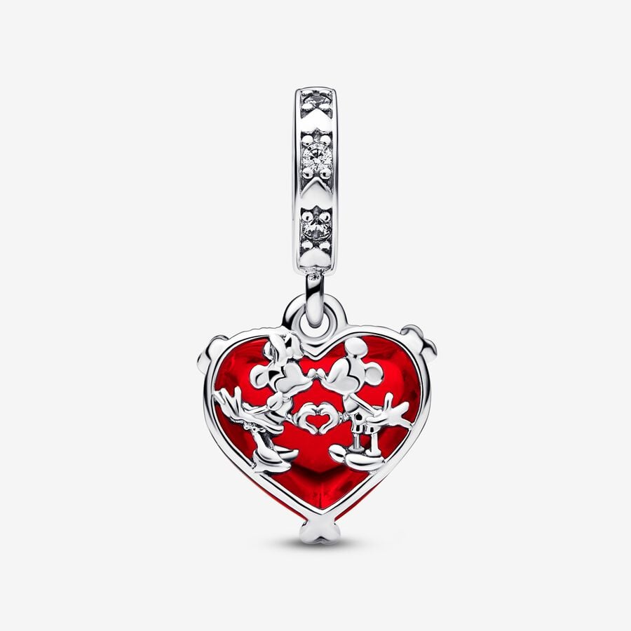 Pandora x Disney Bedel Mickey & Minnie Mouse Rood Muranoglas Hart 792522C01