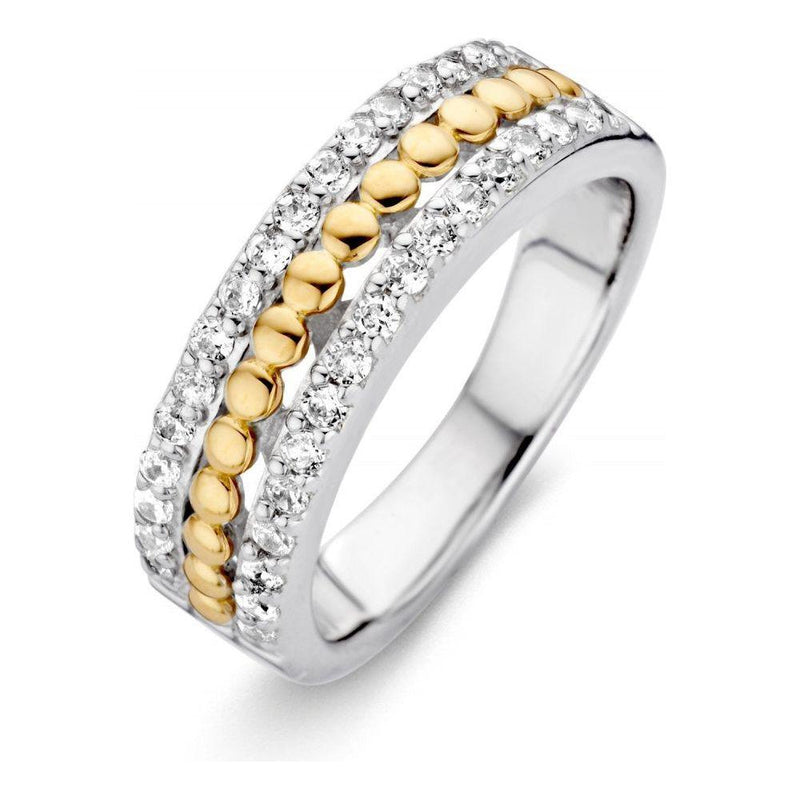 Ring zilver/goud zirkonia RF625215 - 56 *