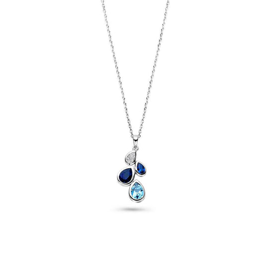 Rosa Di Luca zilver hanger met zirkonia blauw met collier 624.012
