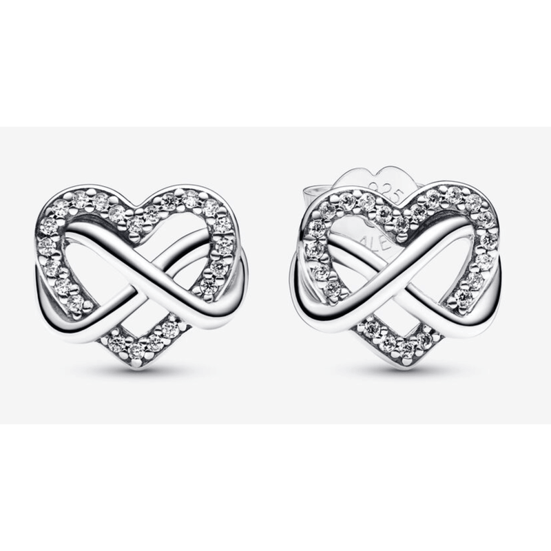 Sparkling Infinity Heart Stud Earrings