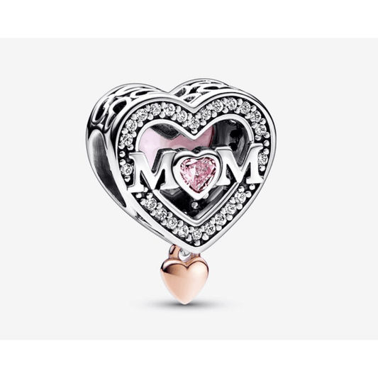 Two - tone Openwork Mom & Heart Charm