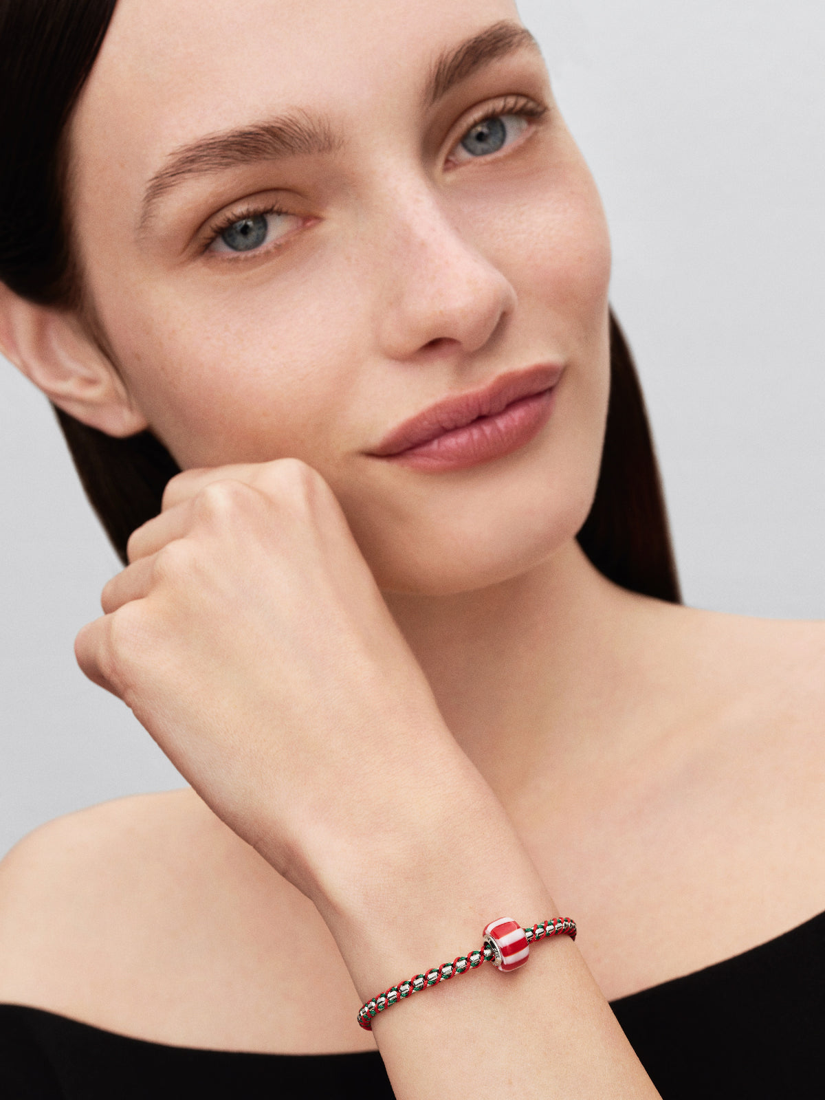 Pandora Rode Pepermunt Muranoglas Bedel 735071C01
