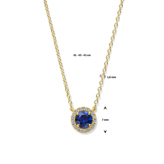 vDam 14k Geelgouden Collier met Saffier en Diamanten 4031837
