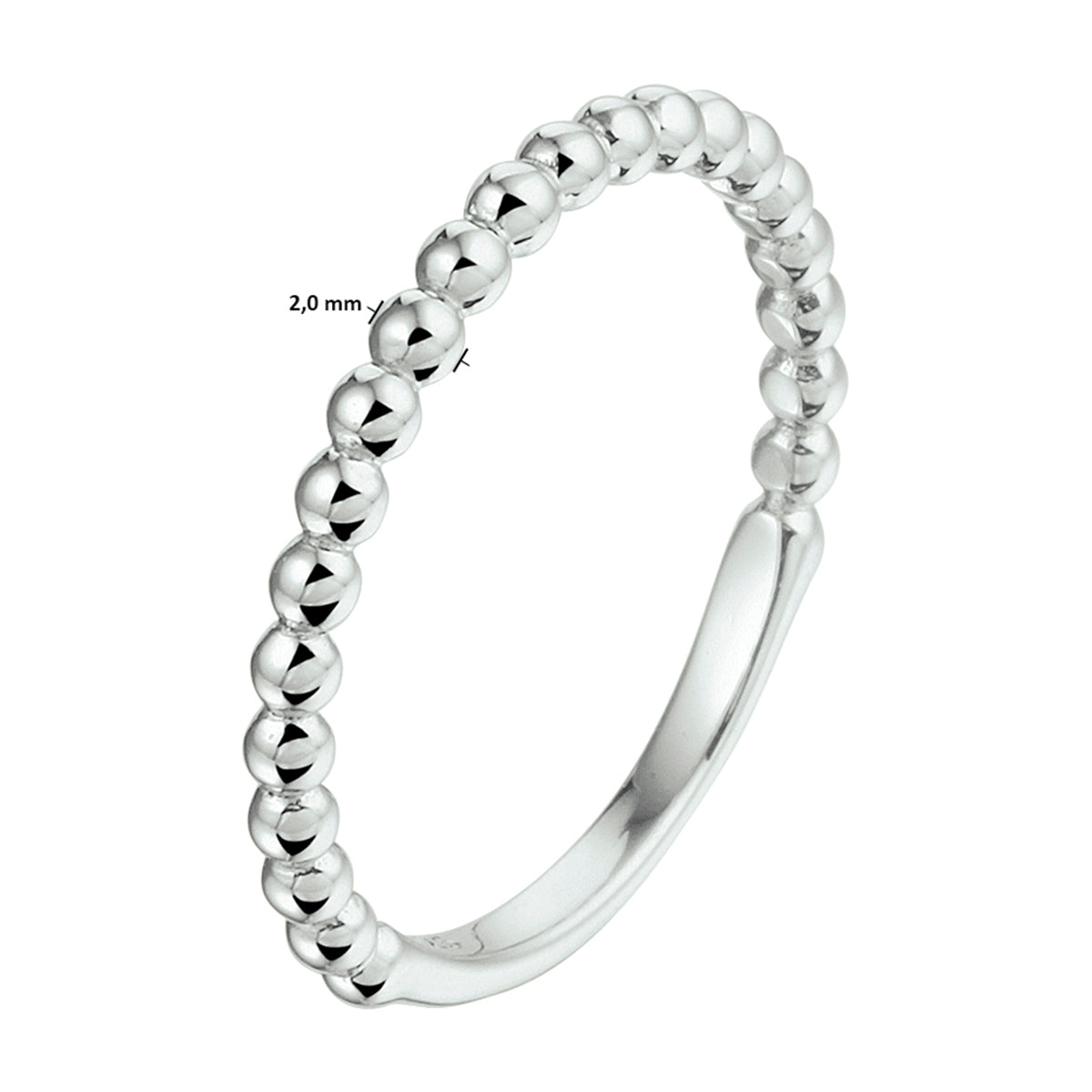 vDam Aanschuifring Bolletjes Zilver Gerhodineerd 1332271 Maat 16½
