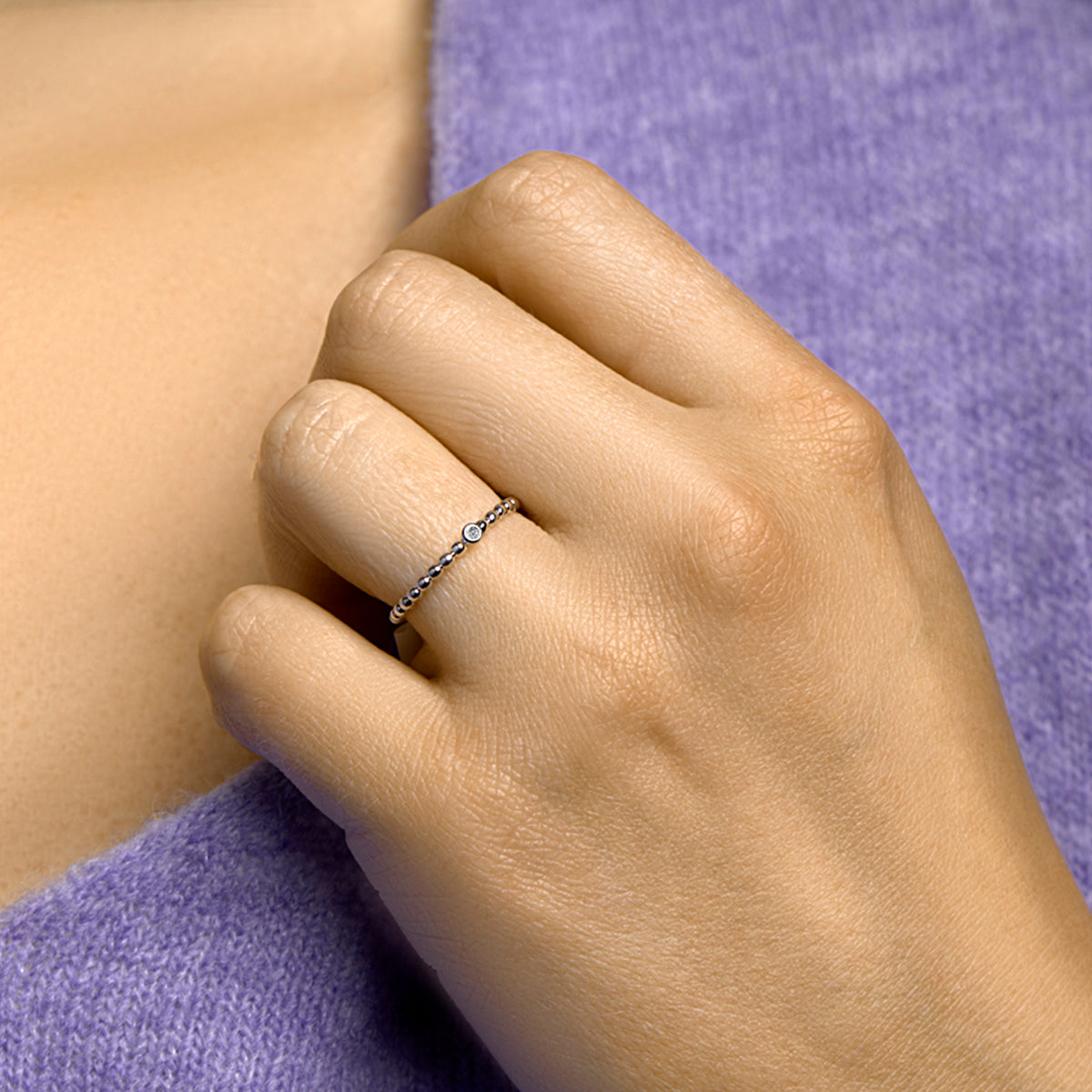 vDam Aanschuifring Bolletjes Zirkonia Zilver Gerhodineerd 1332279 Maat 17¾