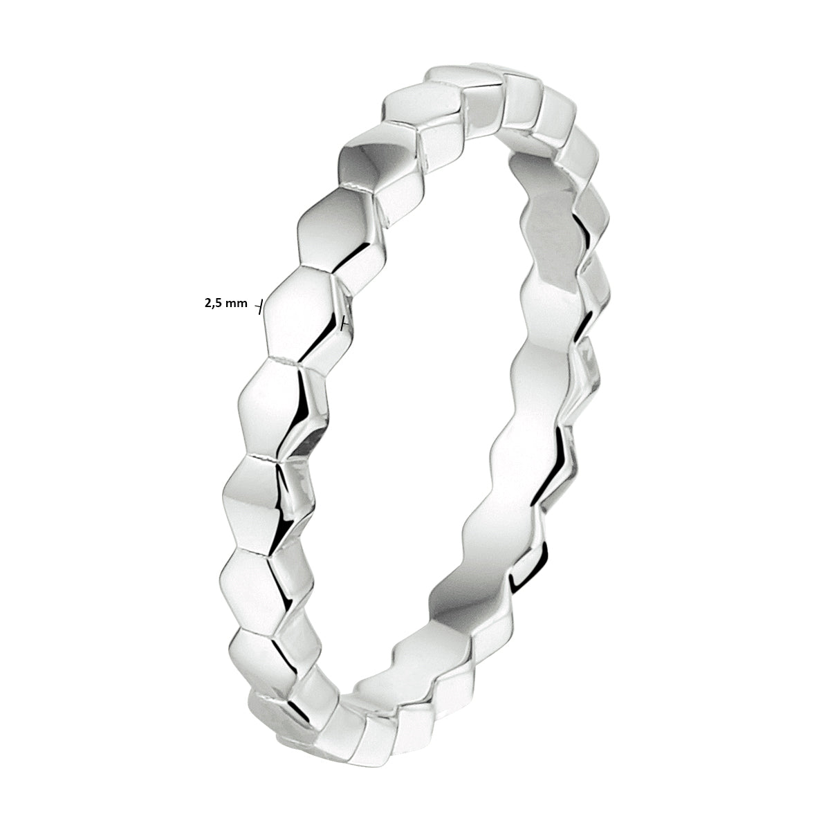 vDam Aanschuifring Zeshoek Zilver Gerhodineerd 1333102 Maat 16