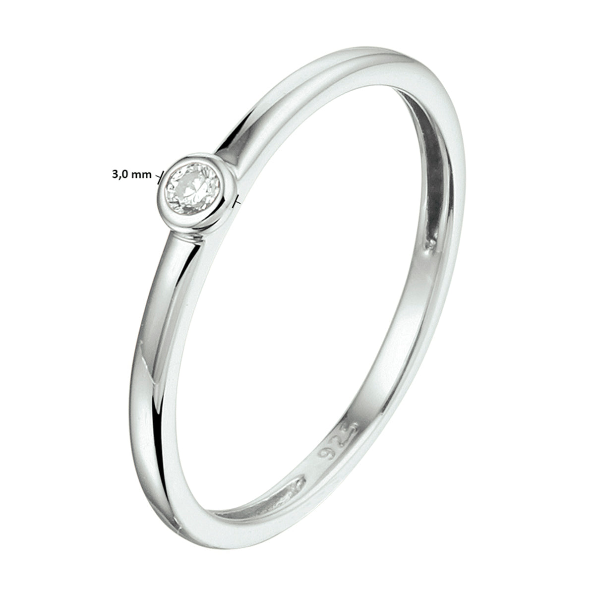 vDam Aanschuifring Zirkonia Zilver Gerhodineerd 1332293 Maat 19