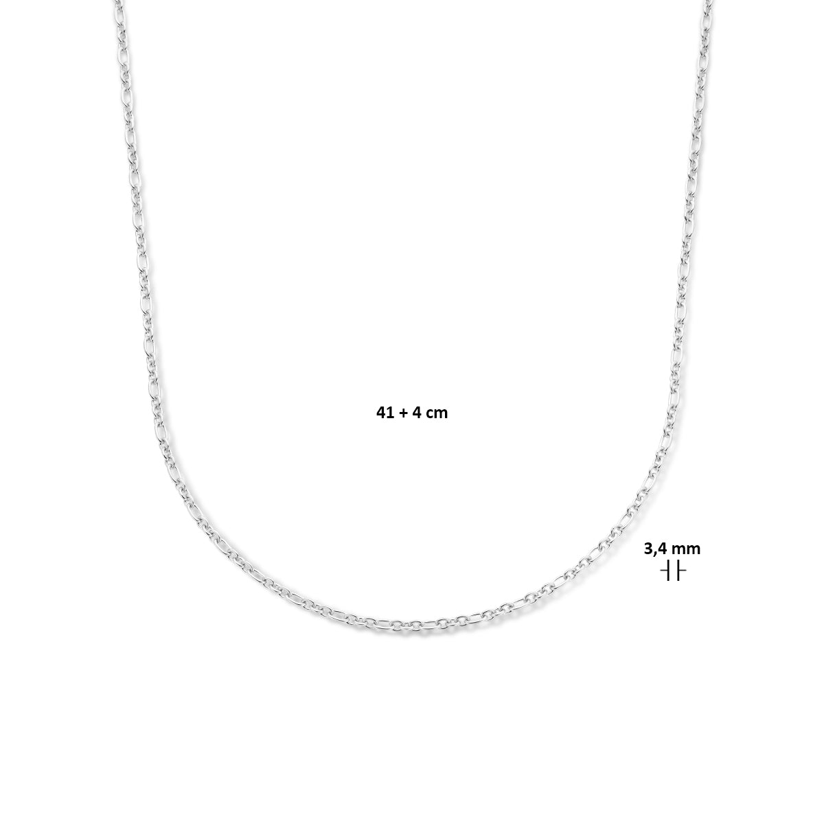 vDam Anker 3,4 Mm Zilver Gerhodineerd 1335943  41cm