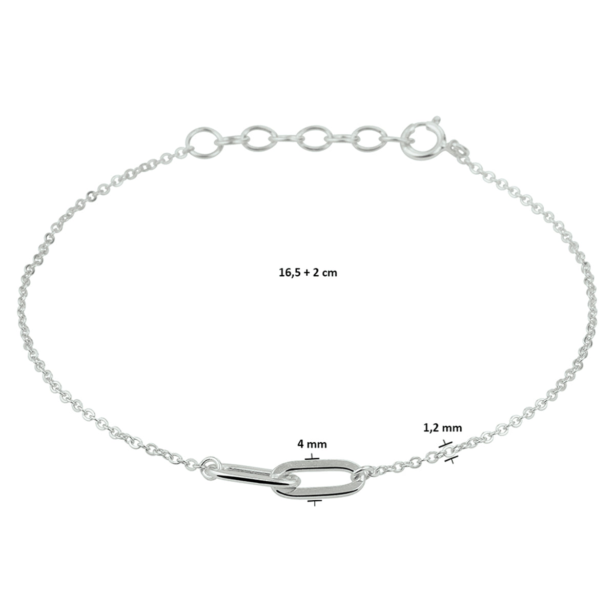 vDam Armband 1,2 Mm 16,5 + 2 Cm Zilver Gerhodineerd 1332304  16.5cm