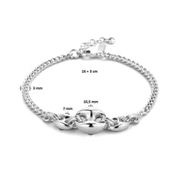 vDam Armband 10,5 Mm 16cm + 3 Cm Zilver Gerhodineerd 1335661  16cm