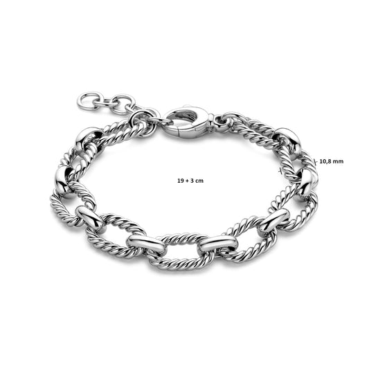 vDam Armband 10,8 Mm 19cm + 3 Cm Zilver Gerhodineerd 1338134  19cm