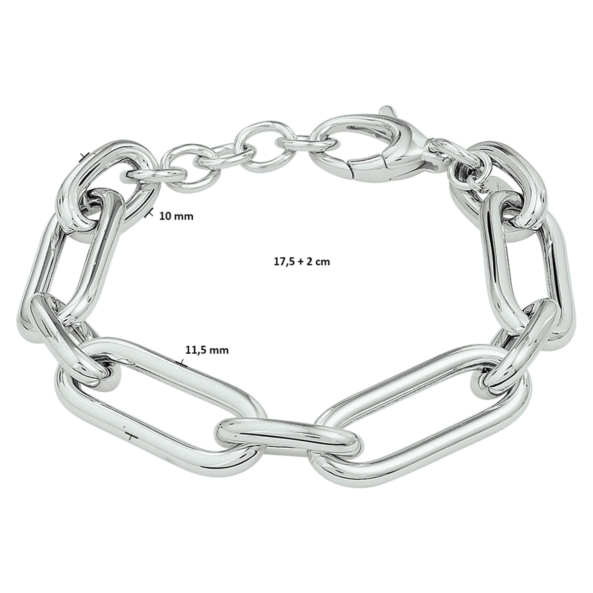 vDam Armband 11,5 Mm 17,5 + 2 Cm Zilver Gerhodineerd 1332338  17.5cm