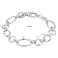 vDam Armband 12 Mm 19cm + 3 Cm Zilver Gerhodineerd 1332336  19cm