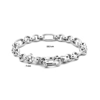 vDam Armband 19,5 Cm 7,0 Mm Met Groot Springslot Zilver Gerhodineerd 1336238  19.5cm