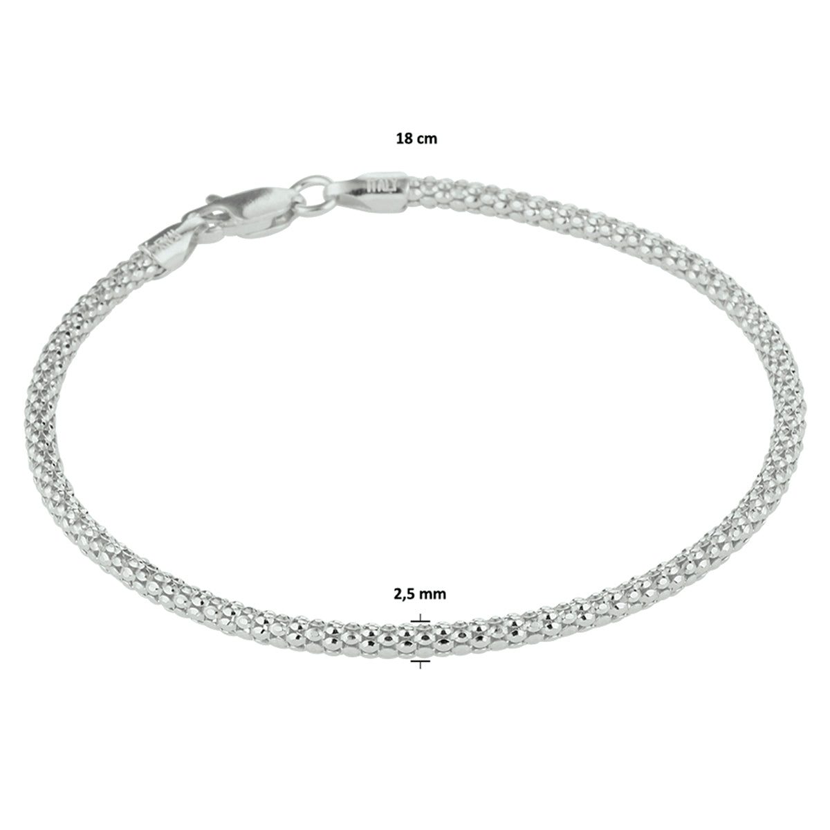 vDam Armband 2,5 Mm 18cm Cm Zilver Gerhodineerd 1330496  18cm