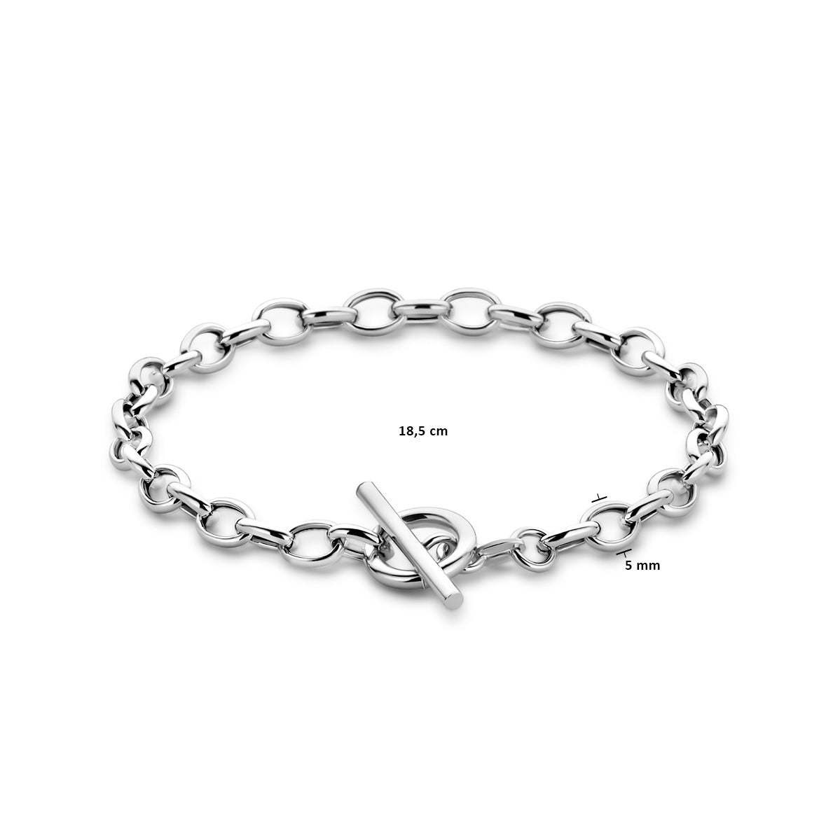 vDam Armband 5 Mm 18,5 Cm Kapittelslot Zilver Gerhodineerd 1339687  18.5cm