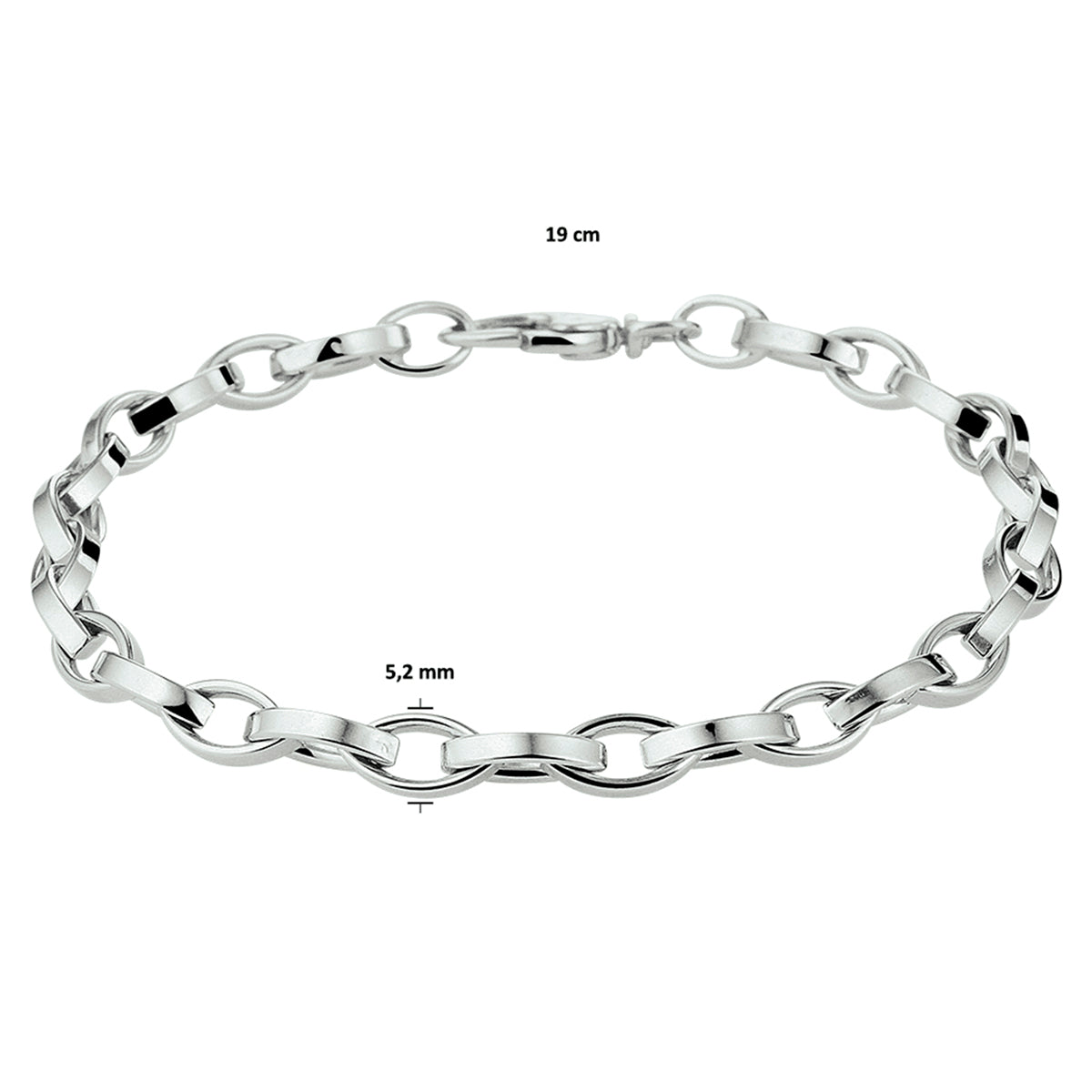 vDam Armband Anker 5,2 Mm 19cm Cm Zilver Gerhodineerd 1329083  19cm