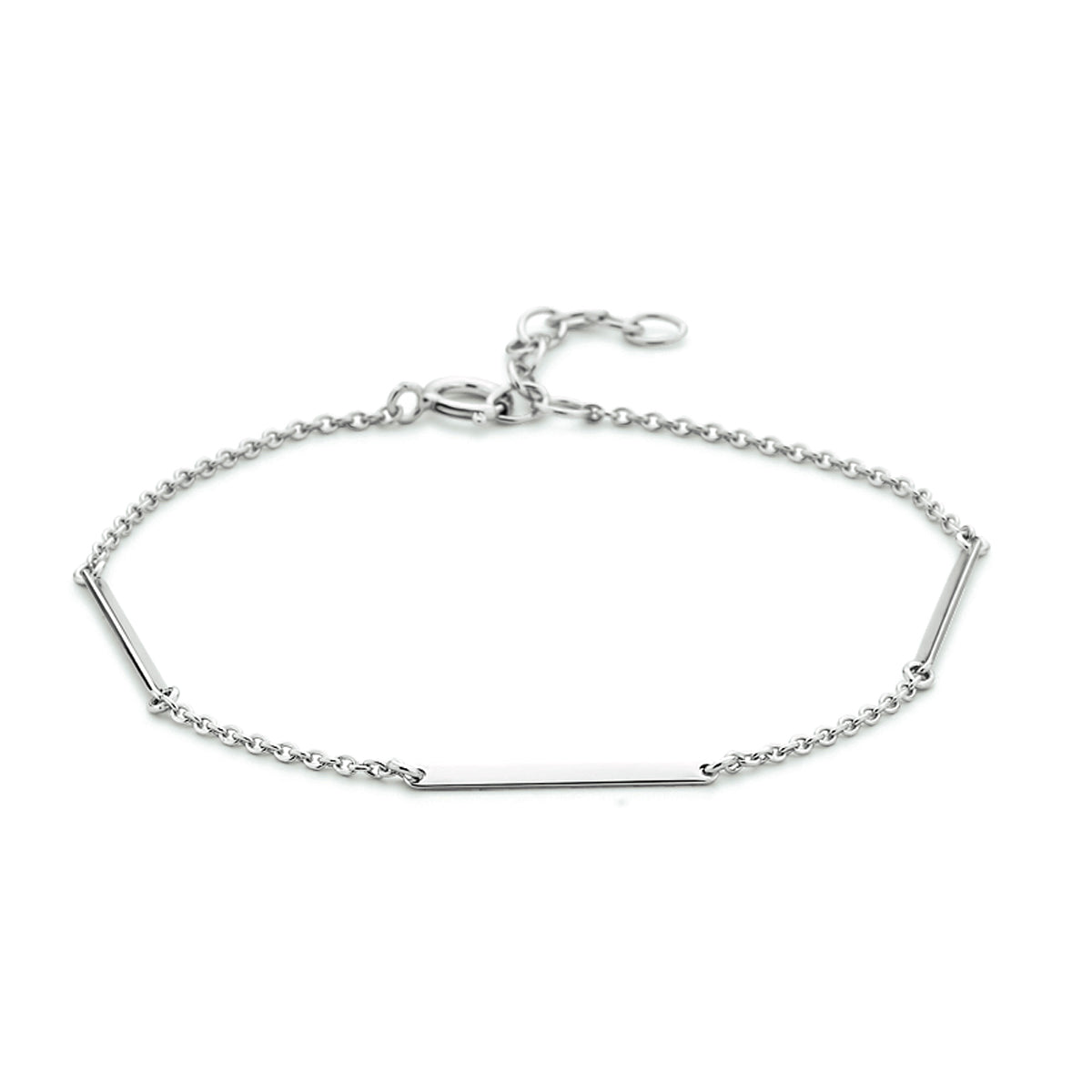 vDam Armband Balkjes 1,6 Mm 15,5 + 2,5 Mm Zilver Gerhodineerd 1333676