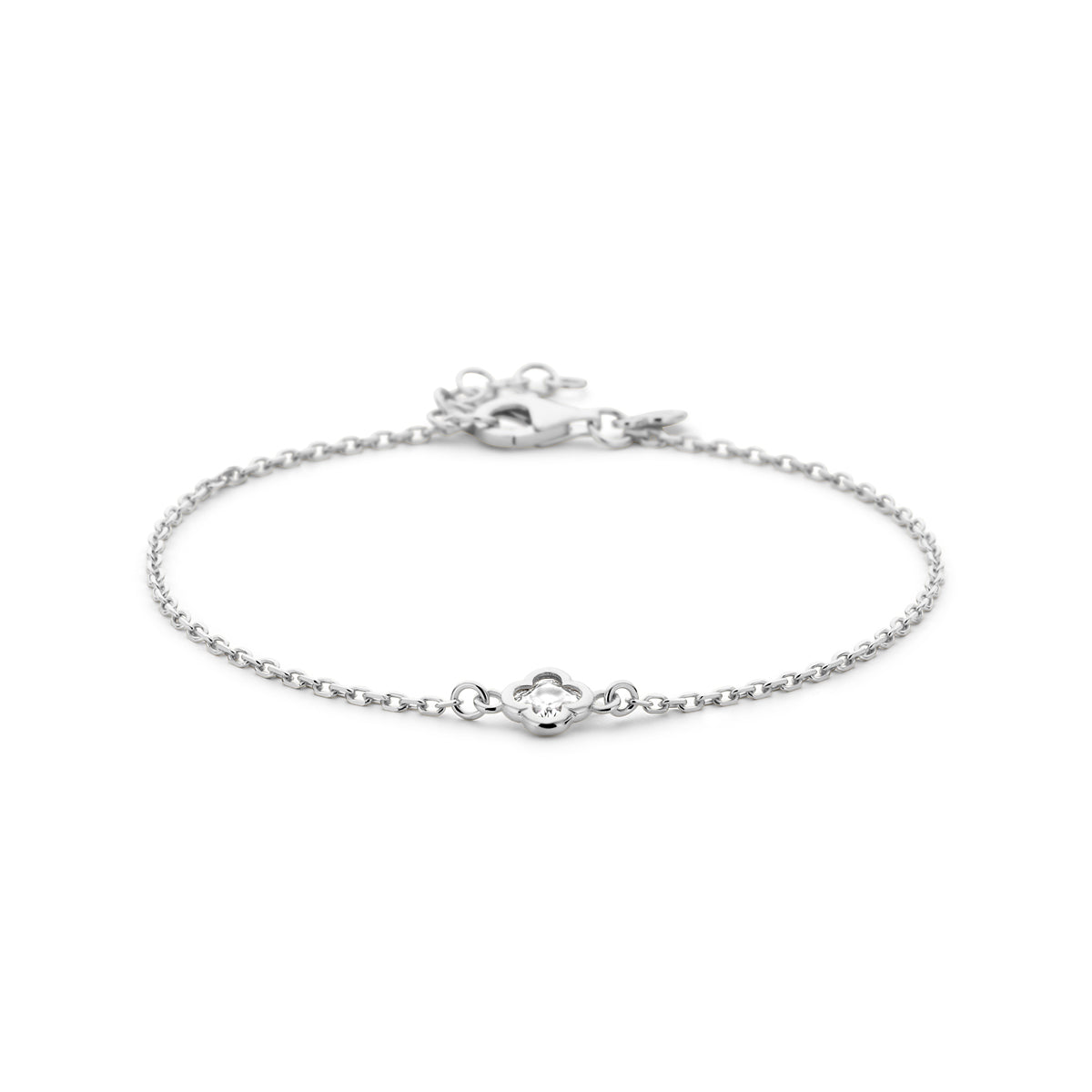 vDam Armband Bloem Zirkonia 17 + 2 Cm Zilver Gerhodineerd 1338612