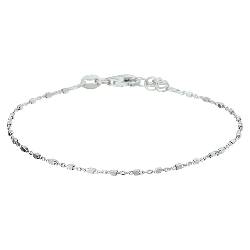 vDam Armband Blokjes 1,1 Mm 17 + 2 Cm Zilver Gerhodineerd 1327310