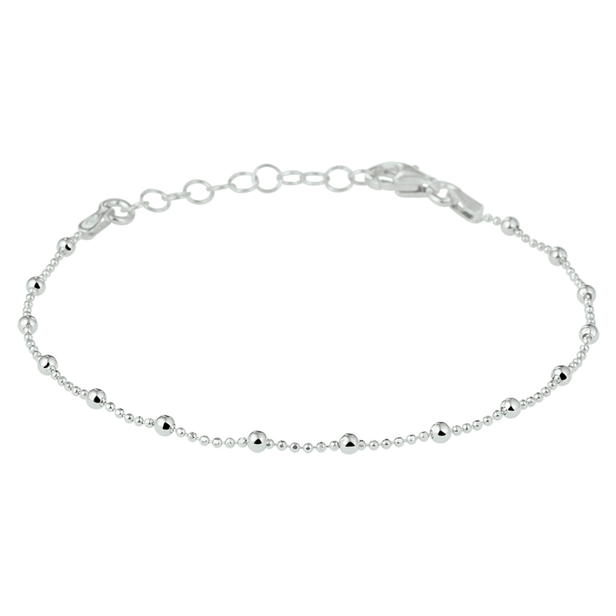 vDam Armband Bolletjes 2,0 Mm 16 + 3 Cm Zilver Gerhodineerd 1328619