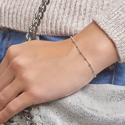 vDam Armband Bolletjes 2,0 Mm 16cm + 3 Cm Zilver Gerhodineerd 1328619  16cm