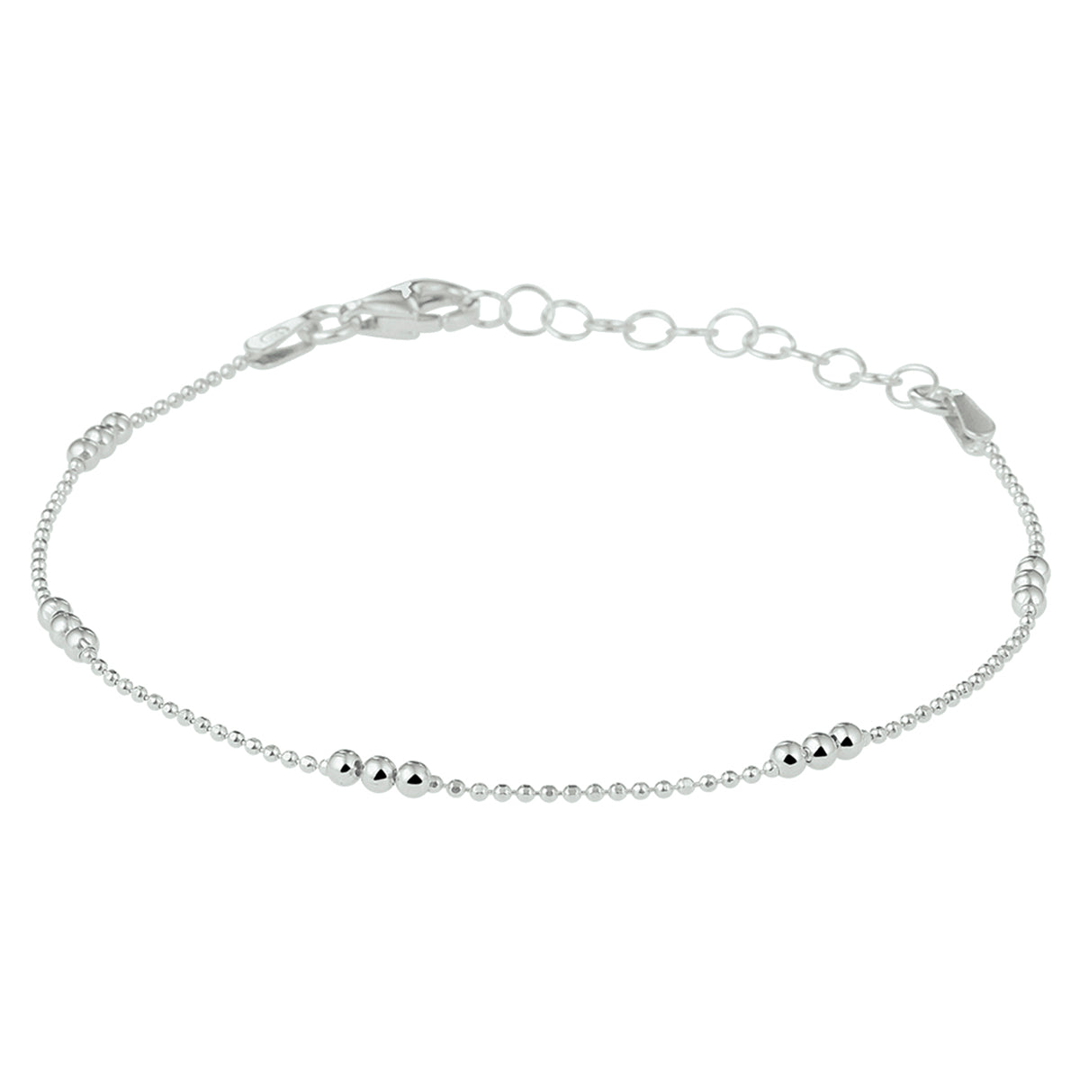 vDam Armband Bolletjes 2,0 Mm 16 + 3 Cm Zilver Gerhodineerd 1328621