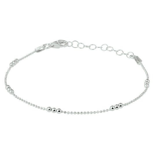 vDam Armband Bolletjes 2,0 Mm 16 + 3 Cm Zilver Gerhodineerd 1328621