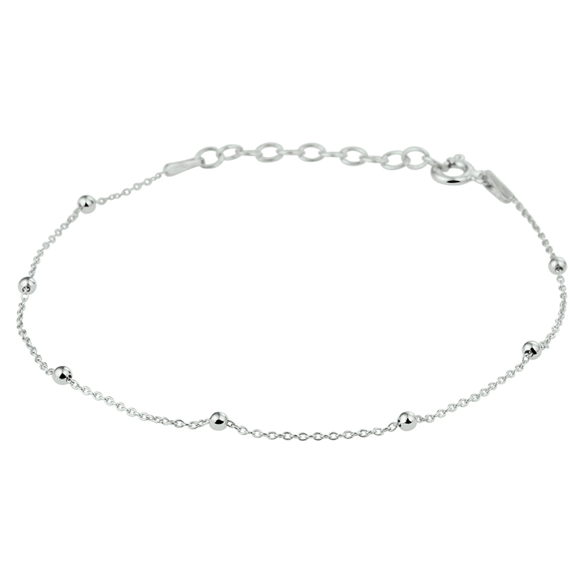 vDam Armband Bolletjes 2,0 Mm 16 + 3 Cm Zilver Gerhodineerd 1330905