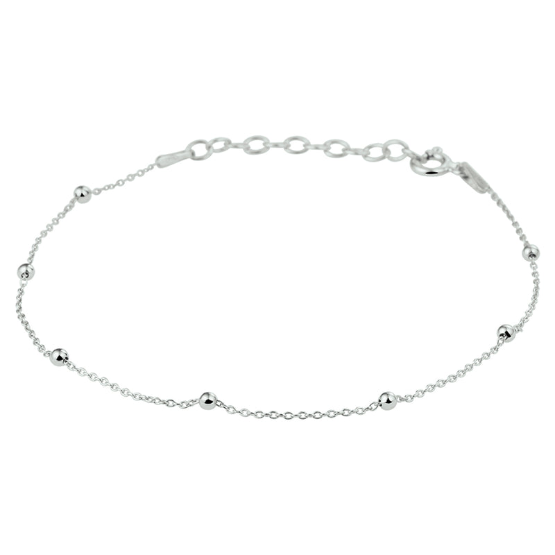 vDam Armband Bolletjes 2,0 Mm 16 + 3 Cm Zilver Gerhodineerd 1330905