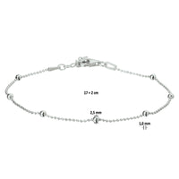 vDam Armband Bolletjes 2,5 Mm 17cm + 2 Cm Zilver Gerhodineerd 1327011  17cm