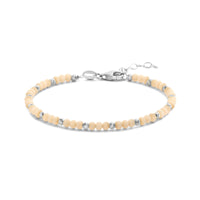 vDam Armband Bolletjes Gediamanteerd En Zachtgeel Glas 3,0 Mm 16 + 3 Cm Zilver Gerhodineerd 1336411