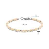vDam Armband Bolletjes Gediamanteerd En Zachtgeel Glas 3,0 Mm 16cm + 3 Cm Zilver Gerhodineerd 1336411  16cm