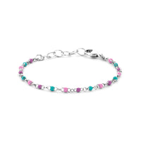 vDam Armband Bolletjes Gekleurd Emaille 11 + 2 Cm Zilver Gerhodineerd 1339012