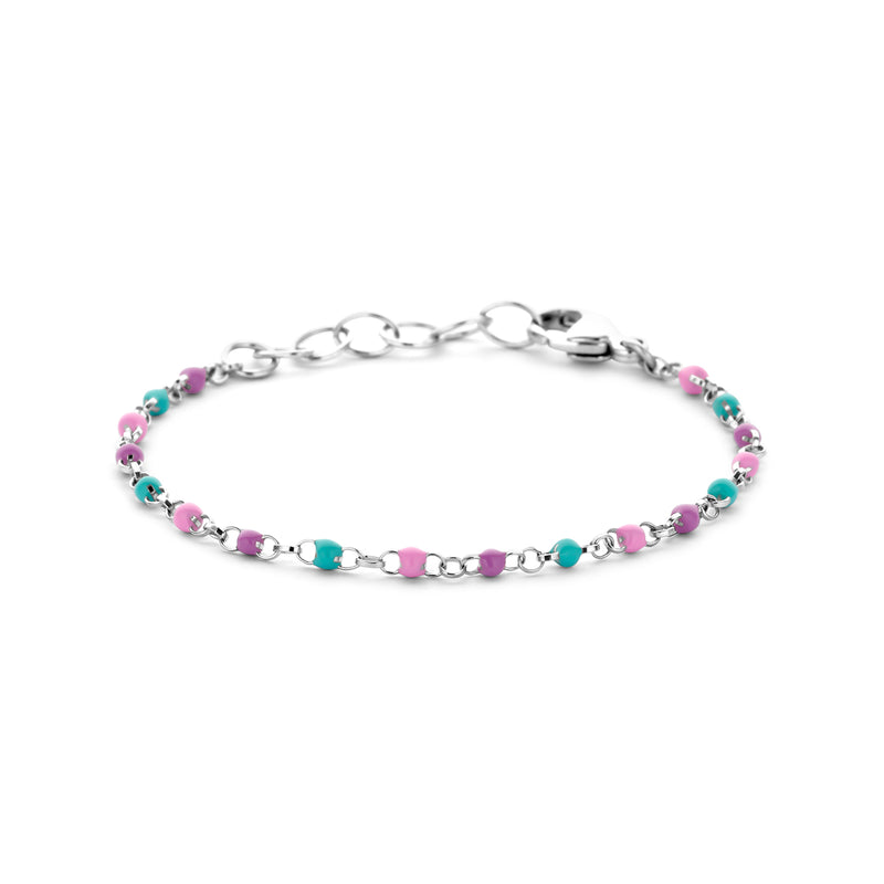 vDam Armband Bolletjes Gekleurd Emaille 11 + 2 Cm Zilver Gerhodineerd 1339012