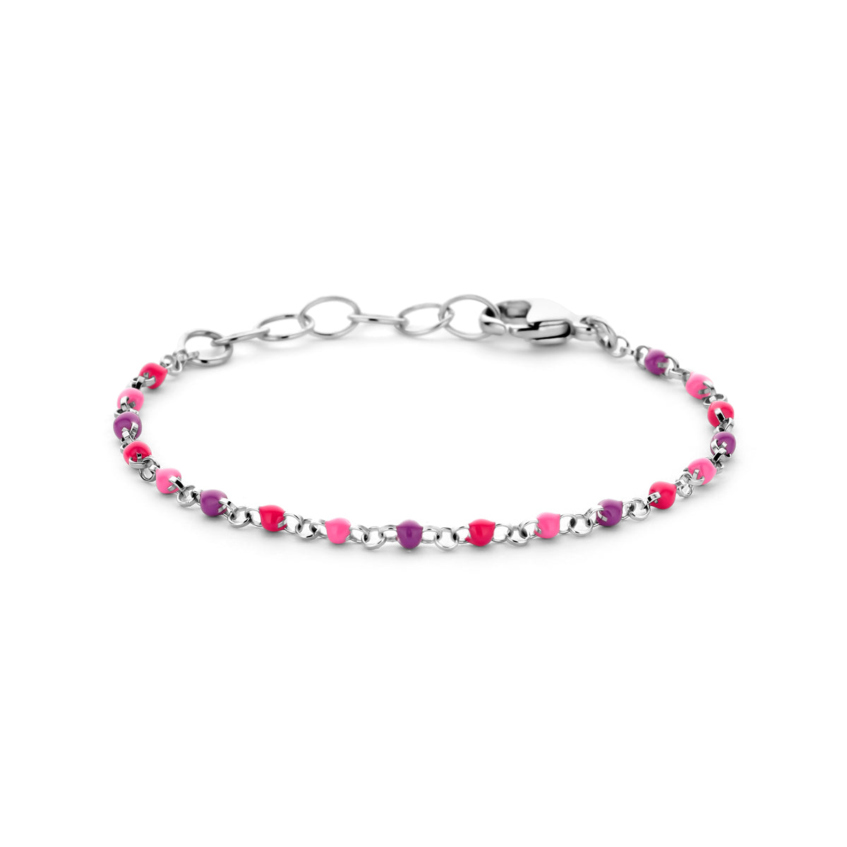vDam Armband Bolletjes Gekleurd Emaille 11 + 2 Cm Zilver Gerhodineerd 1339014