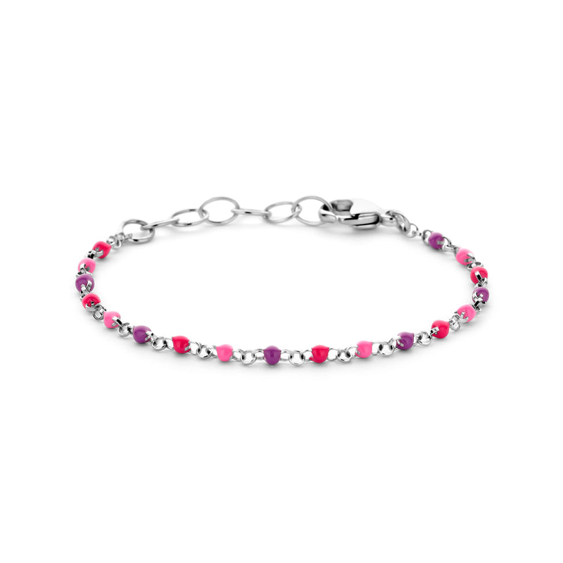 vDam Armband Bolletjes Gekleurd Emaille 11 + 2 Cm Zilver Gerhodineerd 1339014