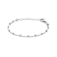 vDam Armband Bolletjes Roze Emaille 13 + 3 Cm Zilver Gerhodineerd 1338760